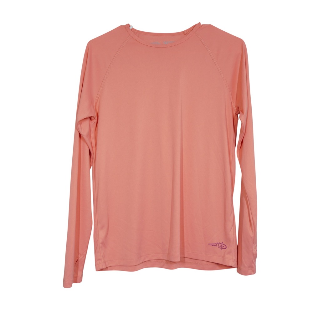 Reel Life Womens UPF Raised on the Water Performance Long Sleeve Tee Coral Pink